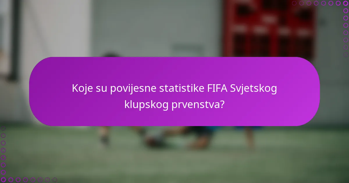 Koje su povijesne statistike FIFA Svjetskog klupskog prvenstva?