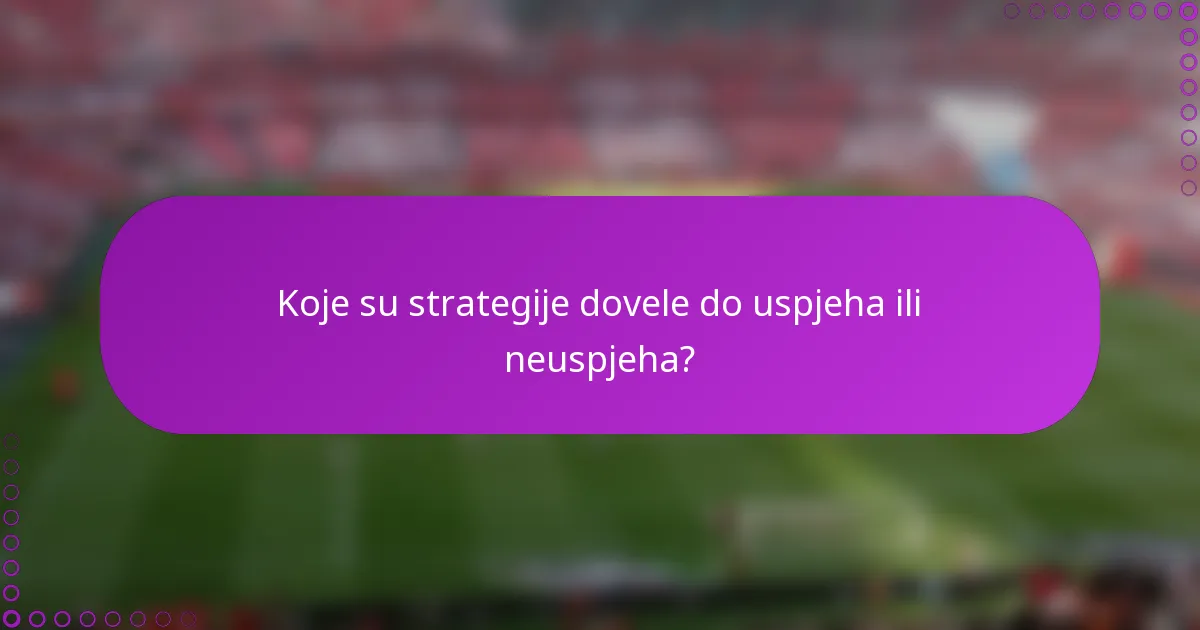 Koje su strategije dovele do uspjeha ili neuspjeha?